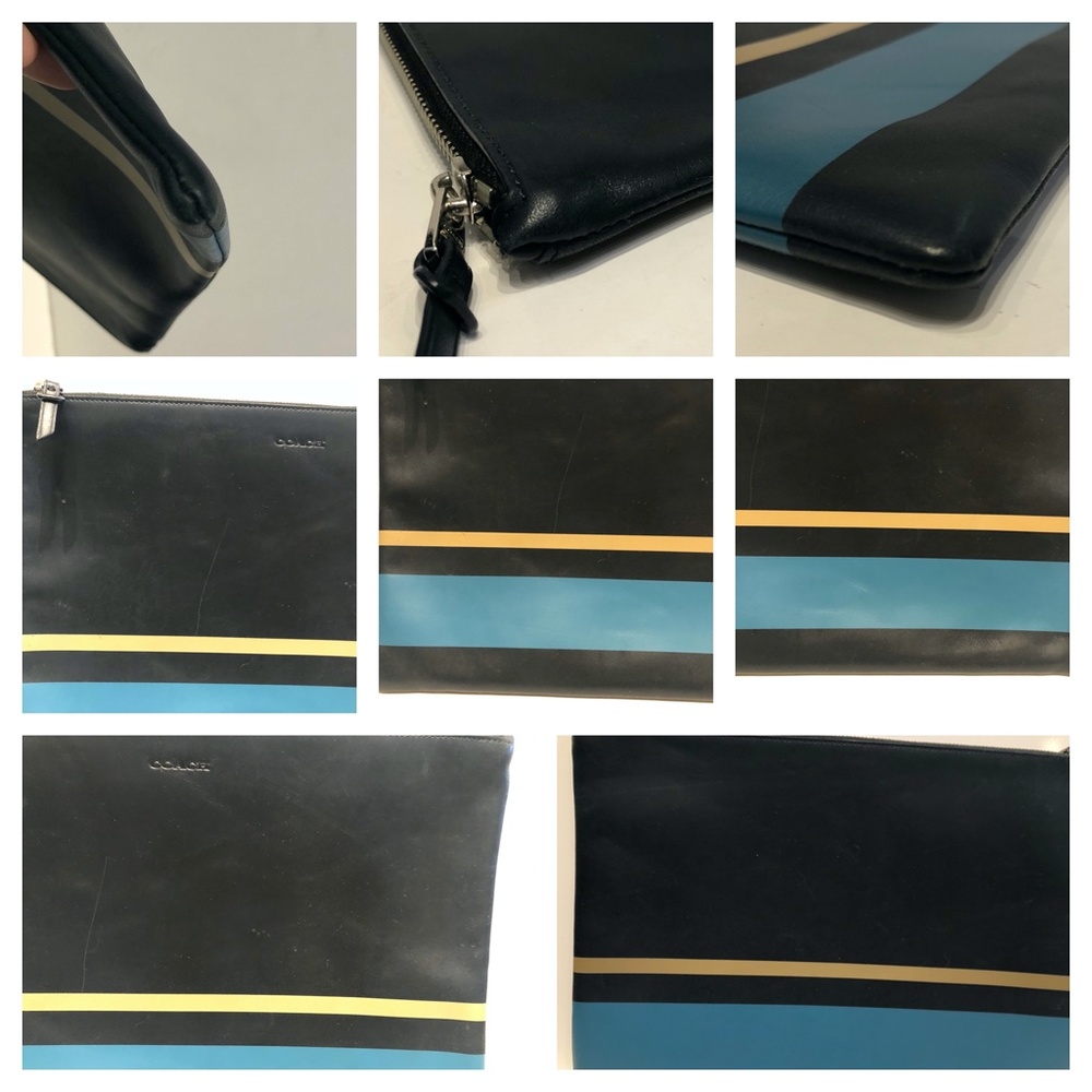 Coach Dark Blue Blue/Beige Striped Computer Sleeve - Picture 6 of 6